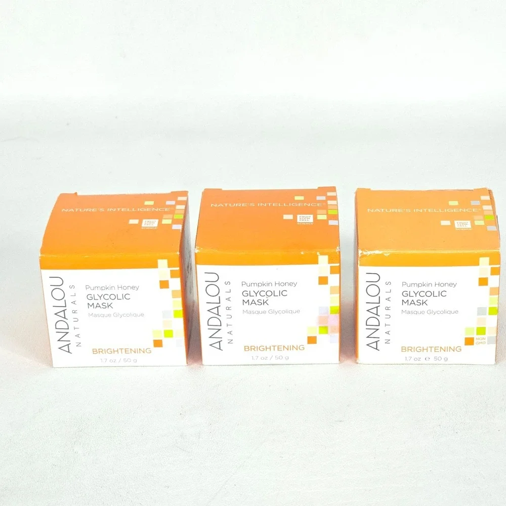 3x Andalou Naturals Pumpkin Honey Glycolic Mask Brightening 1.7oz Vegan Skincare